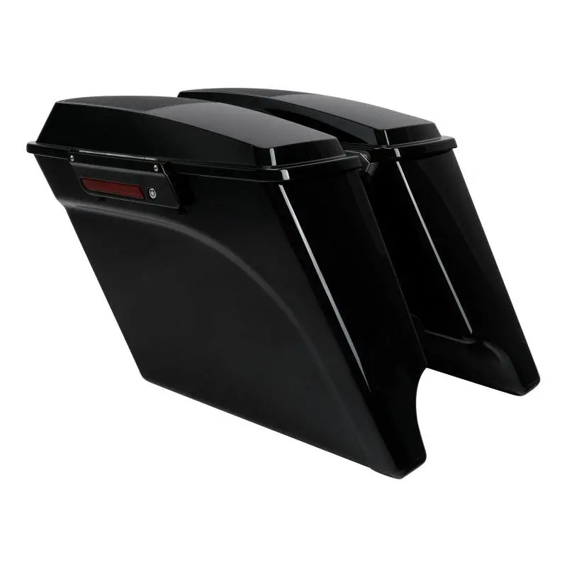 Tcmt Vivid Black 5" Stretched Hard Saddlebags 6"X9" Cvo Speaker Lids Fit For Harley Touring '93-'13 1