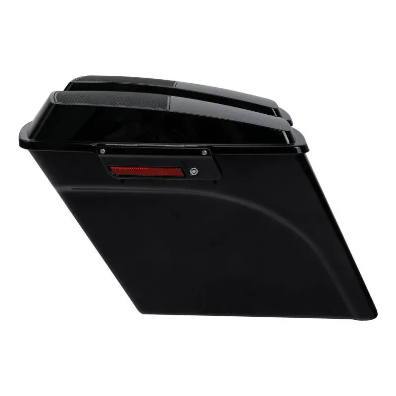 Tcmt Vivid Black 5" Stretched Hard Saddlebags 6"X9" Cvo Speaker Lids Fit For Harley Touring '93-'13 2