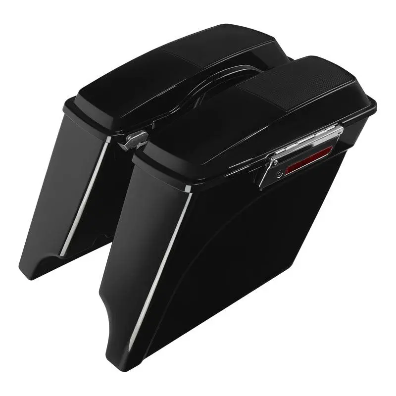 Tcmt Vivid Black 5" Stretched Hard Saddlebags 6"X9" Cvo Speaker Lids Fit For Harley Touring '93-'13 2