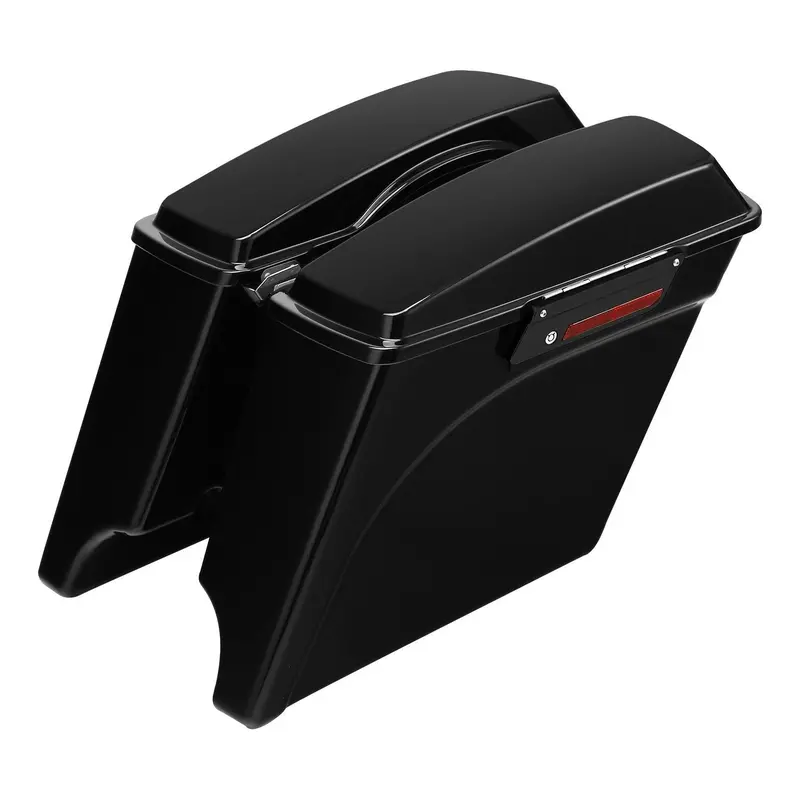 Tcmt Vivid Black 5" Stretched Hard Saddlebags Fit For Harley Touring '93-'13 1