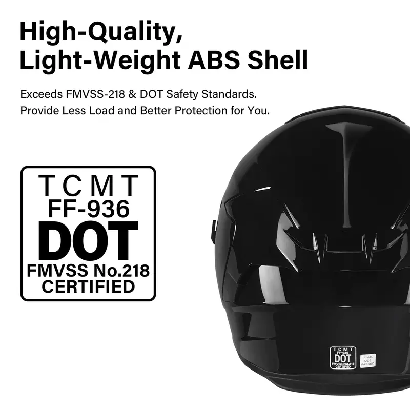 Tcmt Vivid Black Dot Full Face Motorcycle Helmet W/Dual Visor Extra Tinted Shield Bluetooth Ready 2