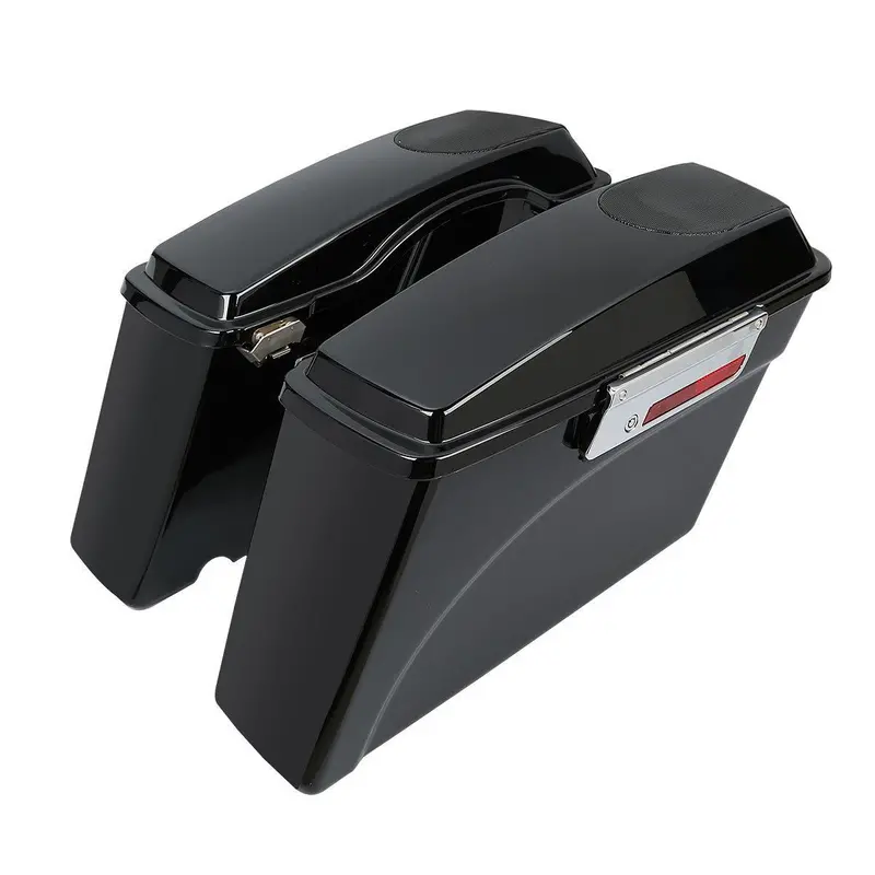 Tcmt Vivid Black Hard Saddlebags 5"X7" Speaker Lids Fit For Harley Touring '93-'13 1