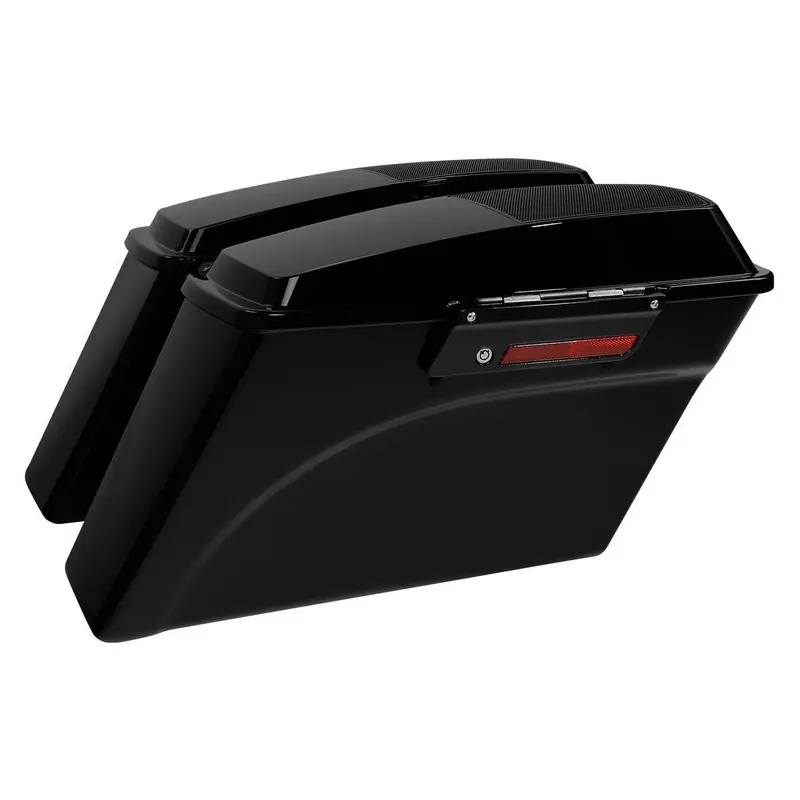 Tcmt Vivid Black Hard Saddlebags 6"X9" Speaker Lids Fit For Harley Touring '93-'13 1