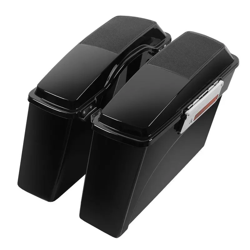 Tcmt Vivid Black Hard Saddlebags 6"X9" Speaker Lids Fit For Harley Touring '93-'13 2
