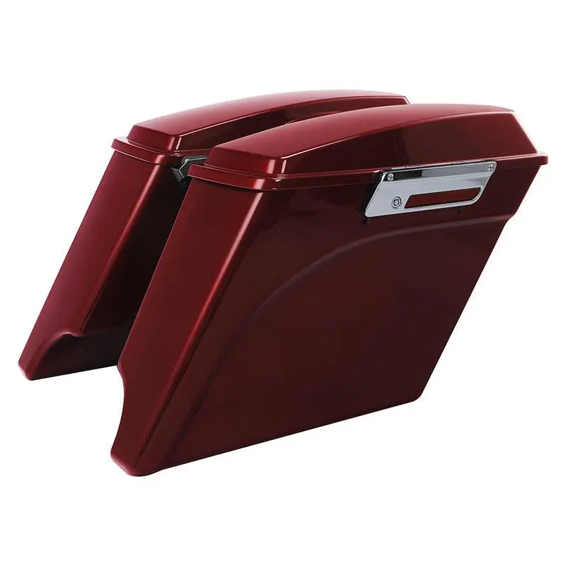 Tcmt Wine Red 5" Stretched Hard Saddlebags Fit For Harley Touring '93-'13 1