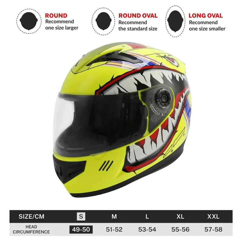Tcmt Yellow Shark Youth Kids Dot Full Face Motorcycle Helmet 2