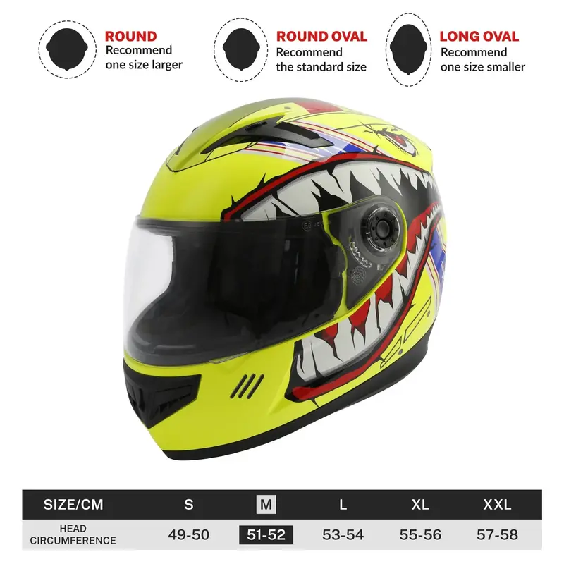 Tcmt Yellow Shark Youth Kids Dot Full Face Motorcycle Helmet 2