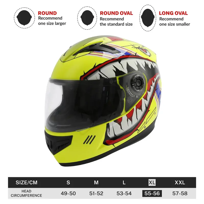 Tcmt Yellow Shark Youth Kids Dot Full Face Motorcycle Helmet 4