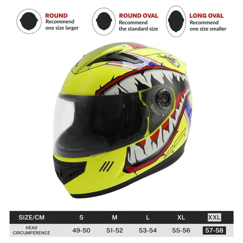 Tcmt Yellow Shark Youth Kids Dot Full Face Motorcycle Helmet 5