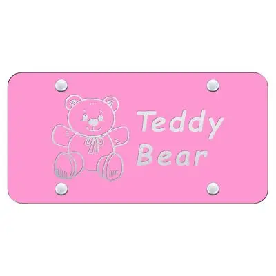 Teddy Bear Laser Etched Logo License Plate (Pink) 1