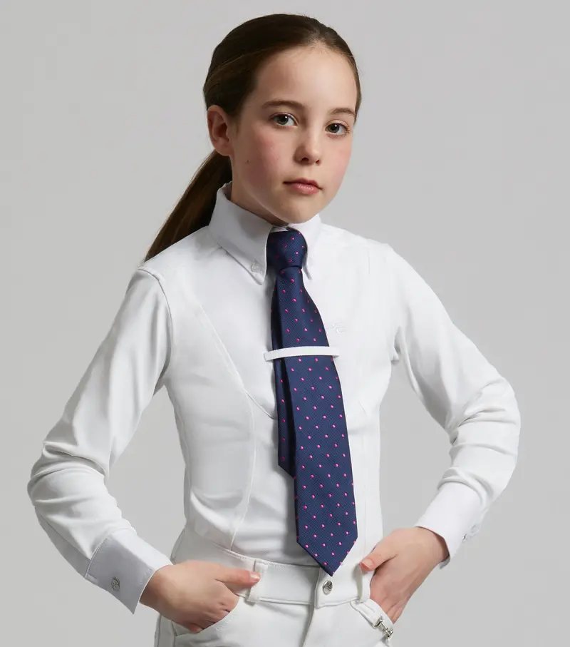 Tessa Girls Long Sleeve Show Shirt White 1