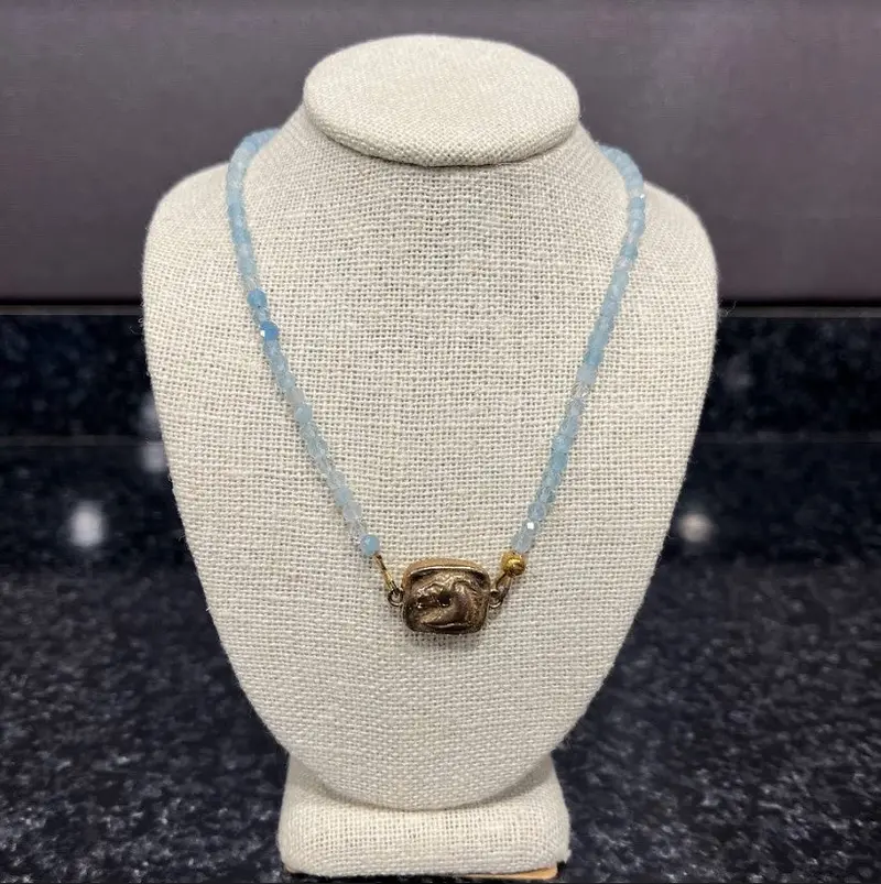 The Jeweled Pony Petite Pony Necklace In Aquamarine 1