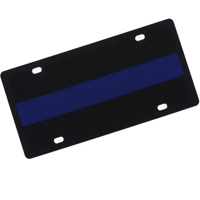Thin Blue Line Carbon Steel License Plate (Black) 1