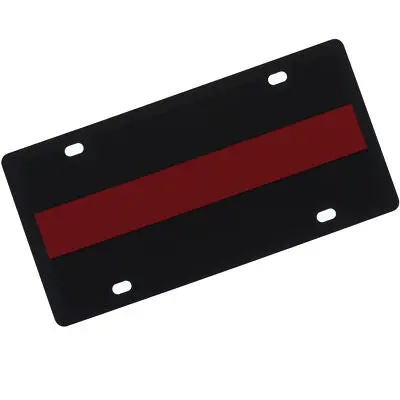 Thin Red Line Carbon Steel License Plate (Black) 1