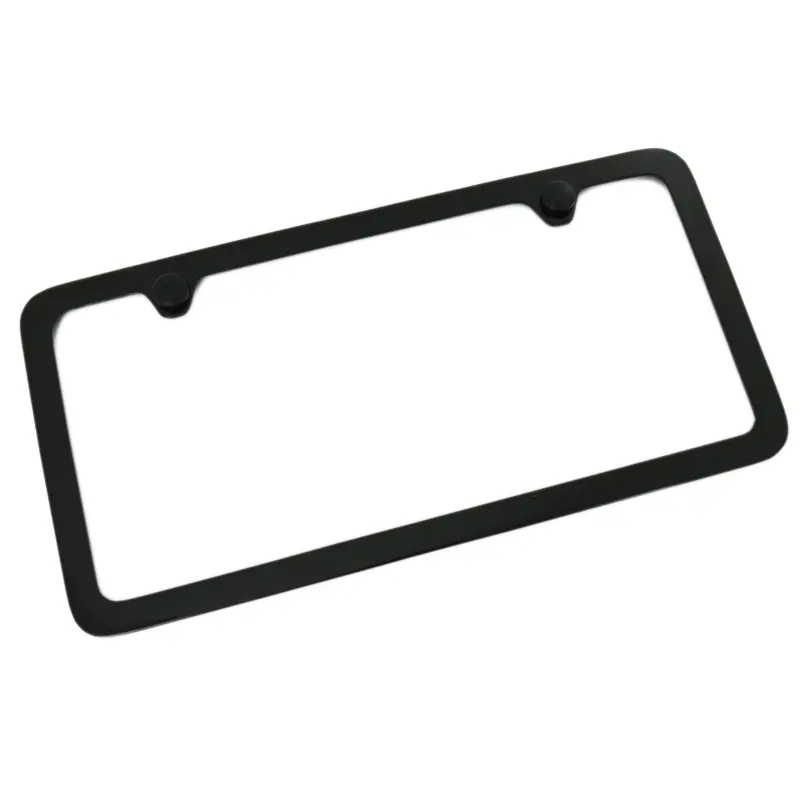 Thin Rim Solid License Plate Frame With 2 Hole (Black) 1
