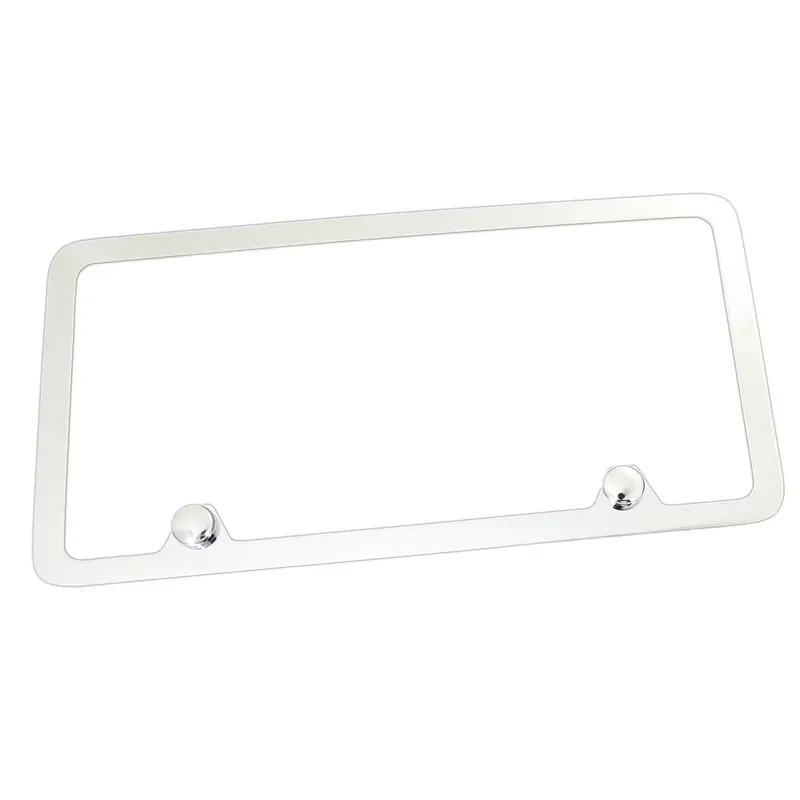 Thin Rim Solid License Plate Frame With 2 Hole (Chrome) 1
