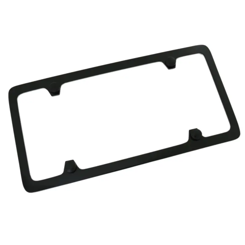 Thin Rim Solid License Plate Frame With 4 Hole (Black) 1