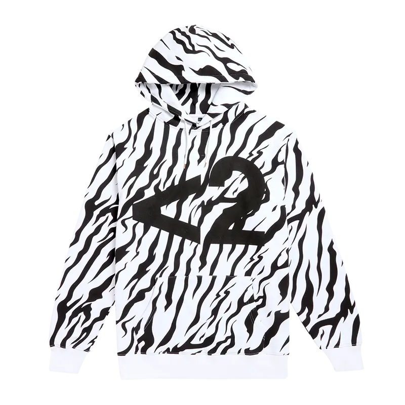 Tiger Print Logo White Hoodie 1