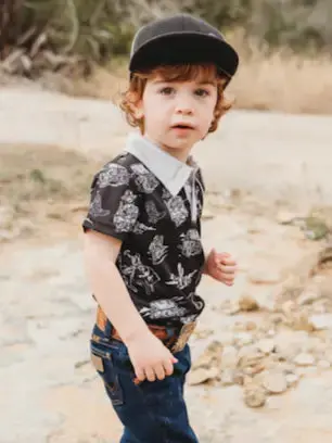 Toddler Black Wild West Polo Shirt 1
