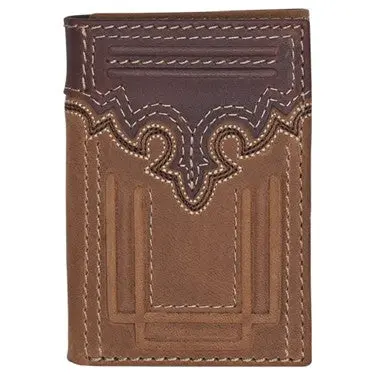 Tony Lama Trifold Wallet With Yoke And Trapunto Accents 1