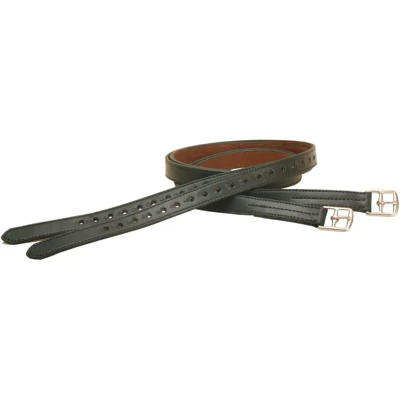 Tory Leather 60" Black Half Hole Stirrup Leathers 1