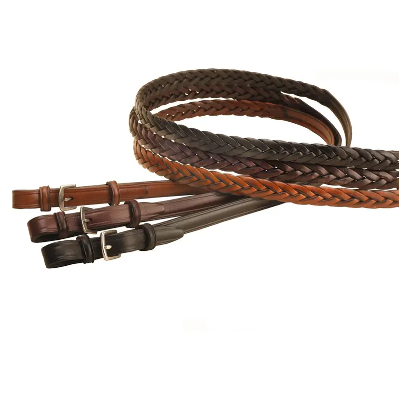 Tory Leather 60” Braided Reins With Stainless Steel Buckles 1