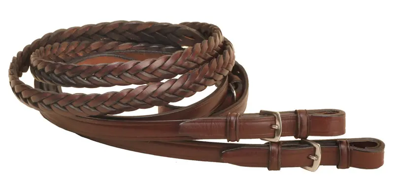 Tory Leather 60” Braided Reins With Stainless Steel Buckles 3