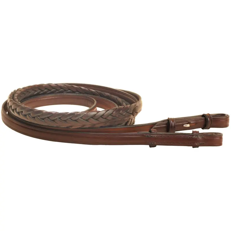 Tory Leather Braided Reins With Stud Hook Bit Ends 1