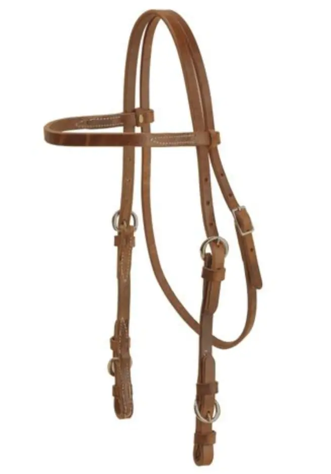 Tory Leather Brow Band Headstall With Nickle Buckles 1