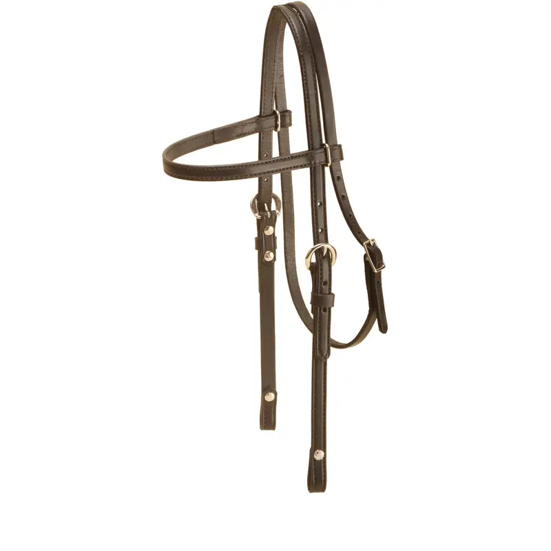 Tory Leather Double And Stitched Browband Pony Headstall 1