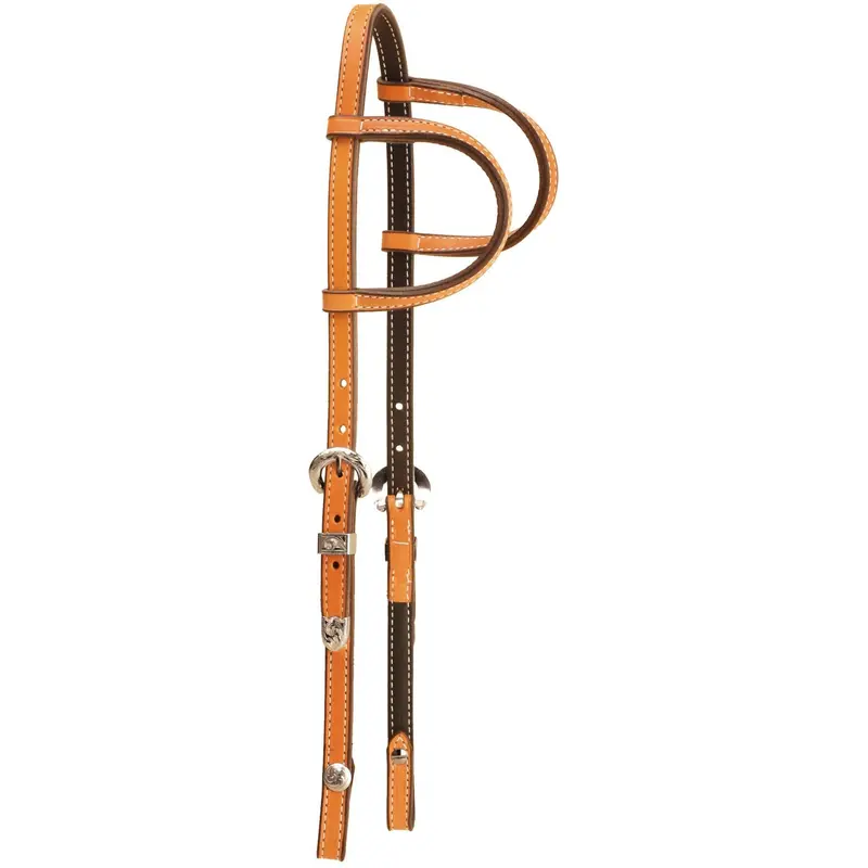 Tory Leather Double Ear Headstall With Silver Buckle Sets 1