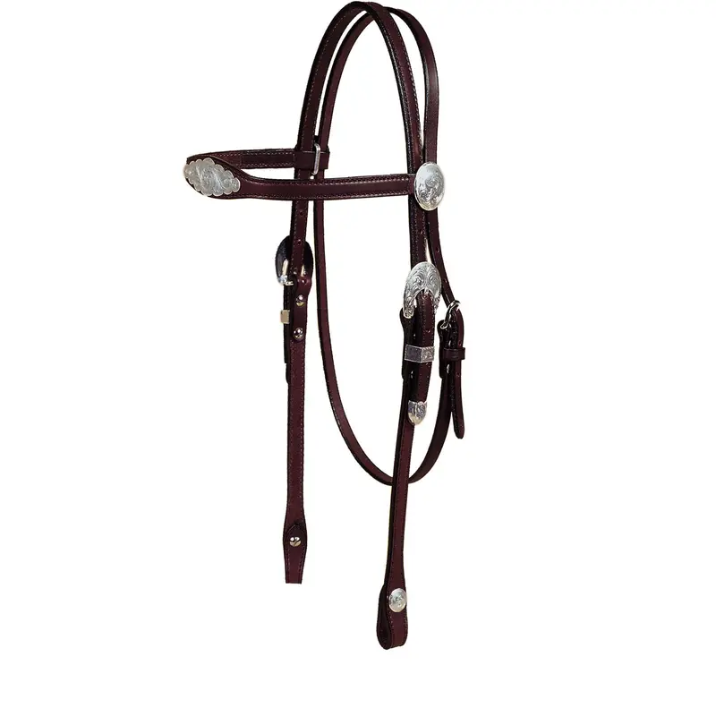 Tory Leather Flared Brow Show Headstall – Featuring Oklahoma-Style Silver Accents