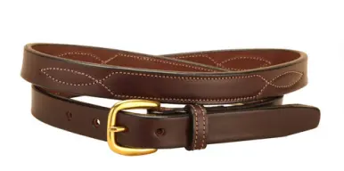 Tory Stitched-Pattern Leather Belt in Classic Design