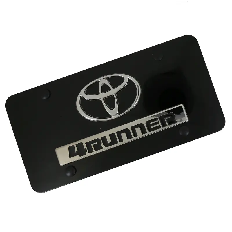 Toyota 4Runner Dual Logo License Plate (Chrome On Black) 1