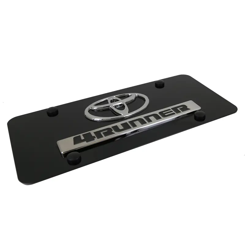 Toyota 4Runner Dual Logo License Plate (Chrome On Black) 2