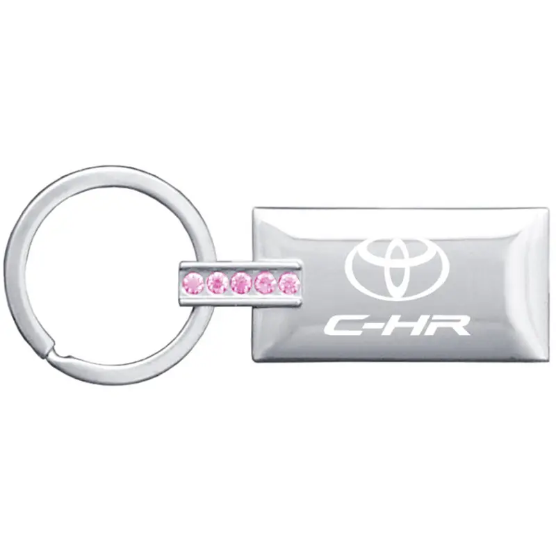 Toyota C-Hr Jeweled Rectangular Key Chain (Pink) 1