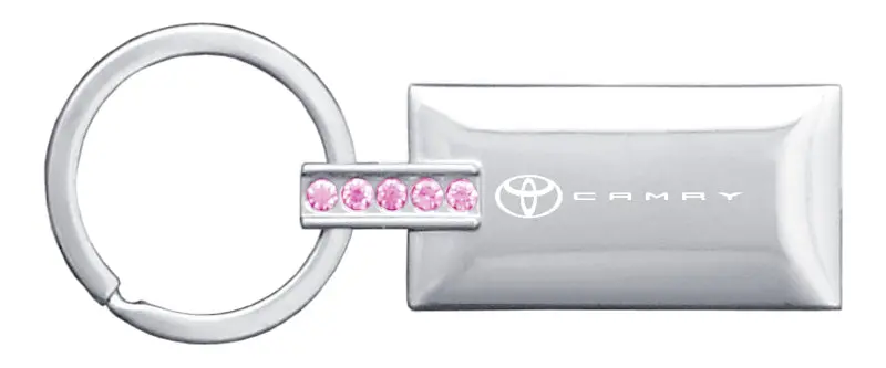 Toyota Camry Jeweled Rectangular Key Chain (Pink) 1