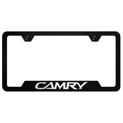 Toyota Camry Oem Logo Cut-Out License Plate Frame Chrome (Black) 1