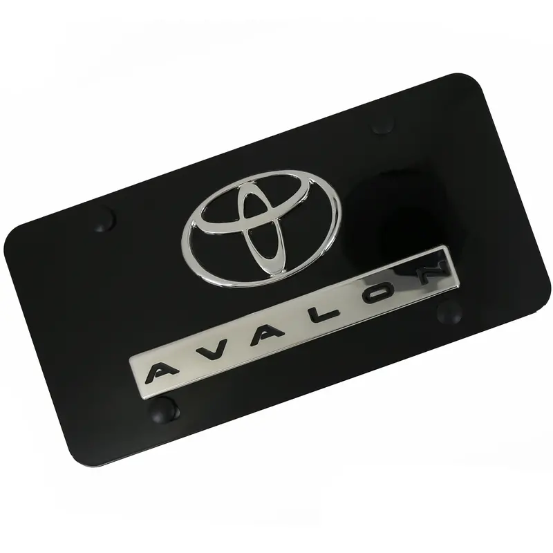 Toyota Dual Logo Avalon License Plate (Chrome On Black) 1