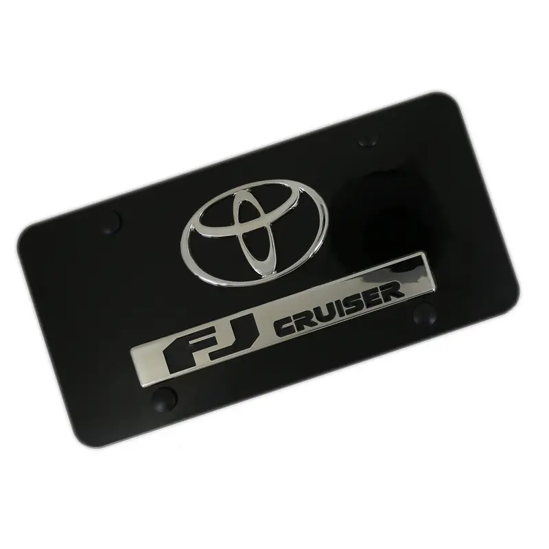 Toyota Dual Logo Fj Cruiser License Plate (Chrome On Black) 1