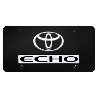 Toyota Echo Dual Logo License Plate (Chrome On Black) 1
