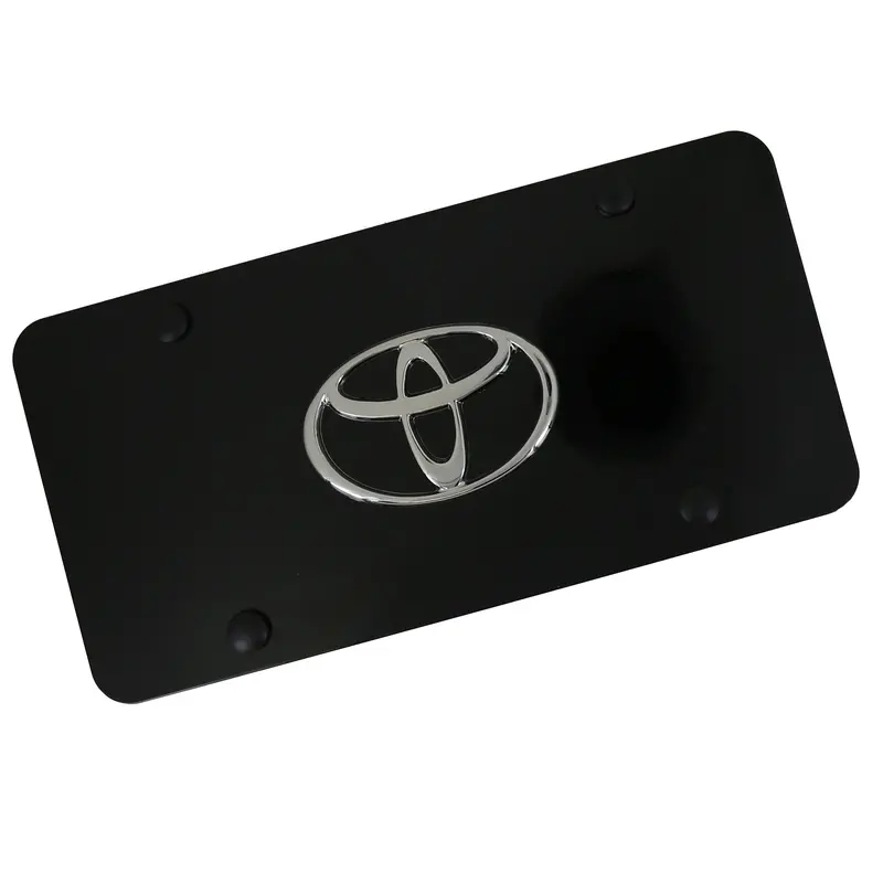 Toyota Logo License Plate (Chrome On Black) 1