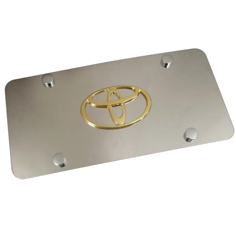 Toyota Logo License Plate (Gold On Chrome) 1