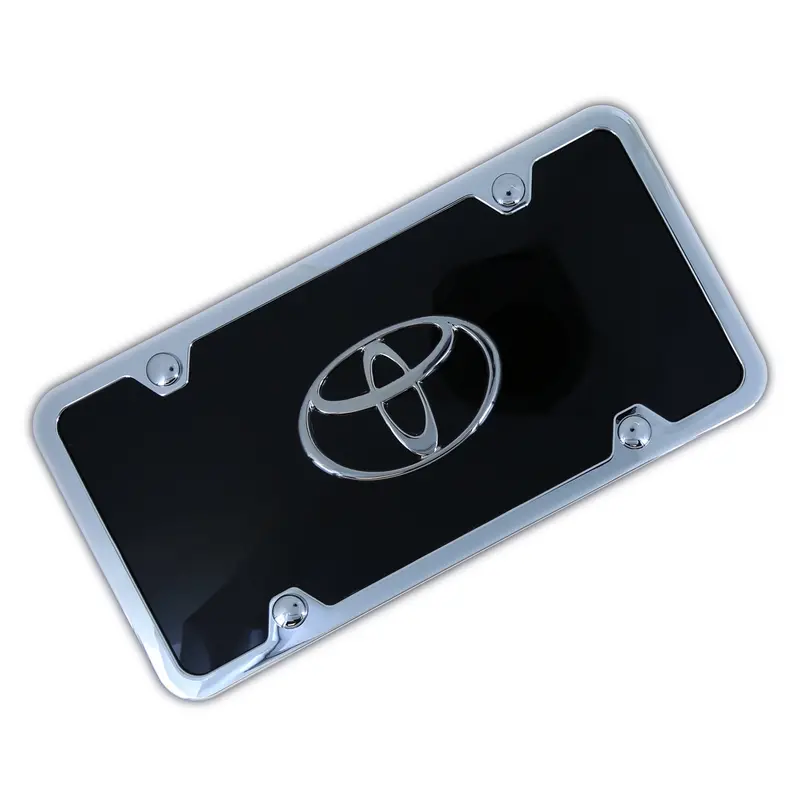 Toyota Logo License Plate Kit (Chrome On Black) 1