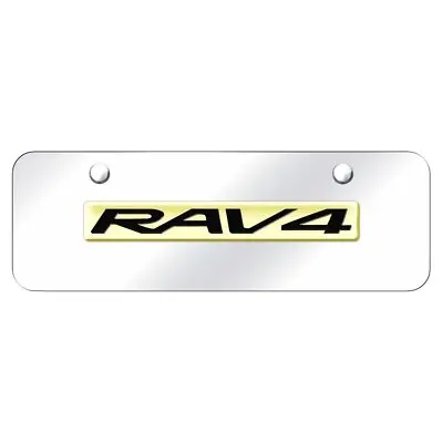 Toyota Rav4 Name Mini License Plate (Gold On Chrome) 1