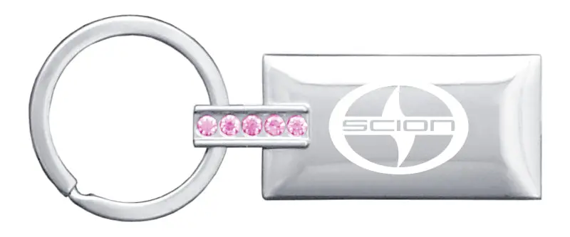 Toyota Scion Jeweled Rectangular Key Ring (Pink) 1