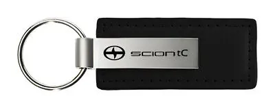 Toyota Scion Tc Rectangular Leather Key Chain (Black) 1