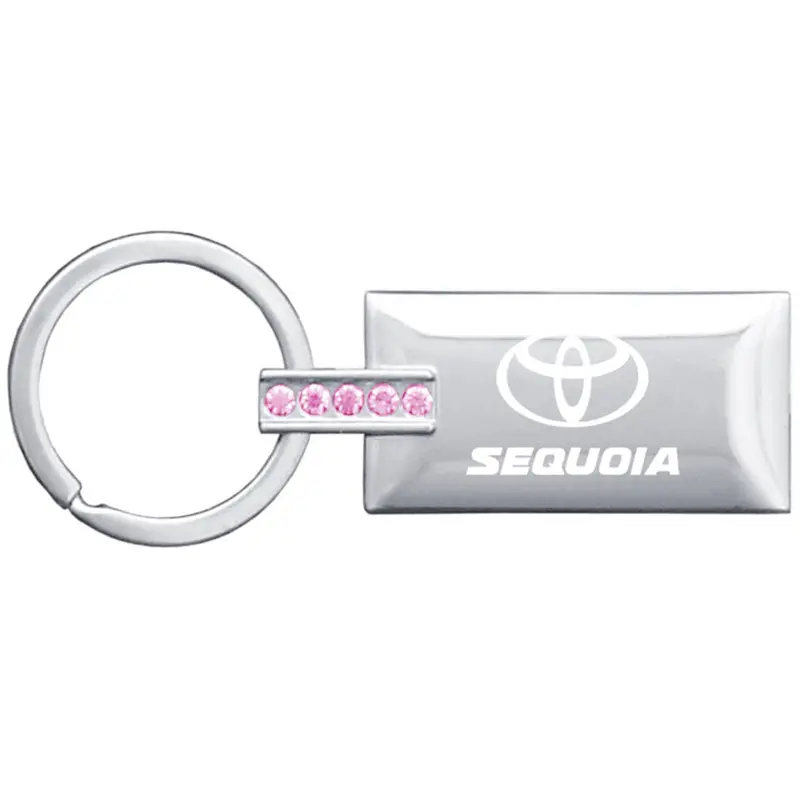 Toyota Sequoia Jeweled Rectangular Key Chain (Pink) 1