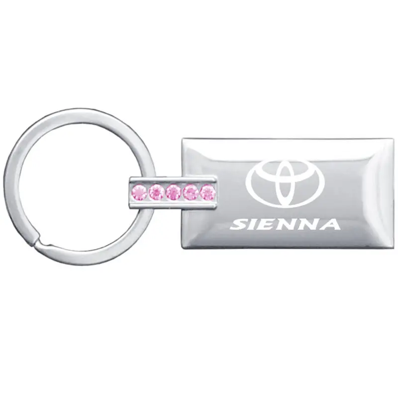 Toyota Sienna Jeweled Rectangular Key Chain (Pink) 1