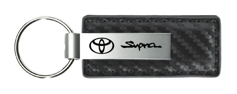 Toyota Supra Carbon Fiber Leather Keychain (Gunmetal) 1